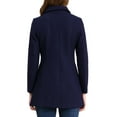 thumbnail image 4 of INSPIRE CHIC Women's Peter Pan Collar Double Breasted Winter Long Trench Pea Coat XL Navy Blue, 4 of 8
