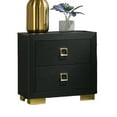 thumbnail image 3 of Modern Black 2-Drawer Nightstand | Engineered Wood & Metal | 24"W x 16"D x 24"H | Gold Trim & Legs | Square Pulls | Perfect for Bedroom Use, 3 of 7