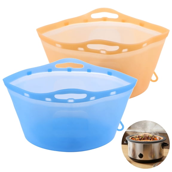 3 Pcs Slow Cooker Liners, Kitchen Reusable Silicone Liners, Liners for 8-Quart Oval or Round Slow Cookers, Slow Cooker Accessories, Leakproof & Dishwasher Safe