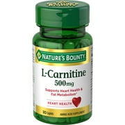 Nature's Bounty L-Carnitine 500 mg Caplets for Heart Health Support, 30 Ct