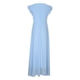thumbnail image 4 of Usmixi Summer Dresses for Women Casual Ruffle Sleeve Empire Waist Wedding Guest A Line Maxi Dresses 2023 Sleeveless V-Neck Solid Long Formal Dress Sky Blue XXL, 4 of 7