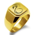 thumbnail image 1 of Stainless Steel Serpentine Dragon Engraved Square Flat Top Biker Style Polished Ring, 1 of 1