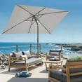thumbnail image 6 of 6.5x10 ft Rectangular Patio Umbrellas Outdoor Market Umbrella with Push Button Tilt and Crank, Rectangle Table Umbrella 6 Sturdy Ribs UV Protection for Pool Garden Backyard Deck, Light Gray, 6 of 18