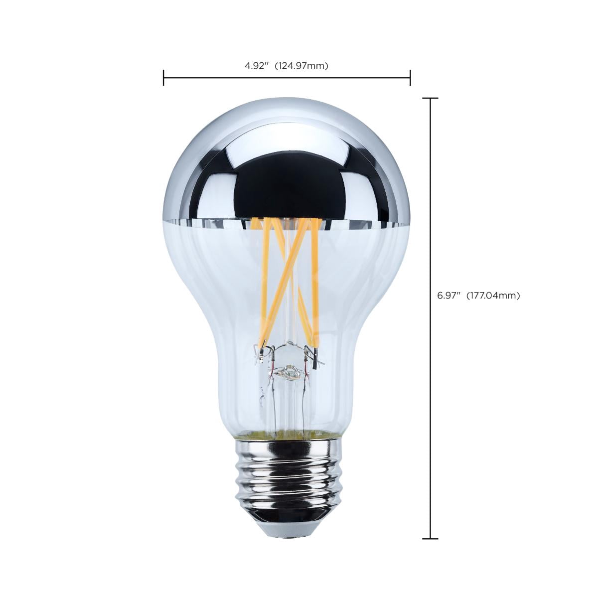 Satco S12537 LED Silver Crown A19 Light Bulbs 8W 120V 2700K E26 Medium Base Dimmable (6 Pack)