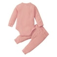 thumbnail image 3 of Lenpel Newborn Clothes for Girls Boys Fall Winter Cotton Ribbed Long Sleeve Romper Pants 2 Pcs Baby Clothing Set, 3 of 6