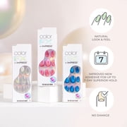 Kiss Impress Color FX Short Oval Press on Nails, Silver, 30 Pieces