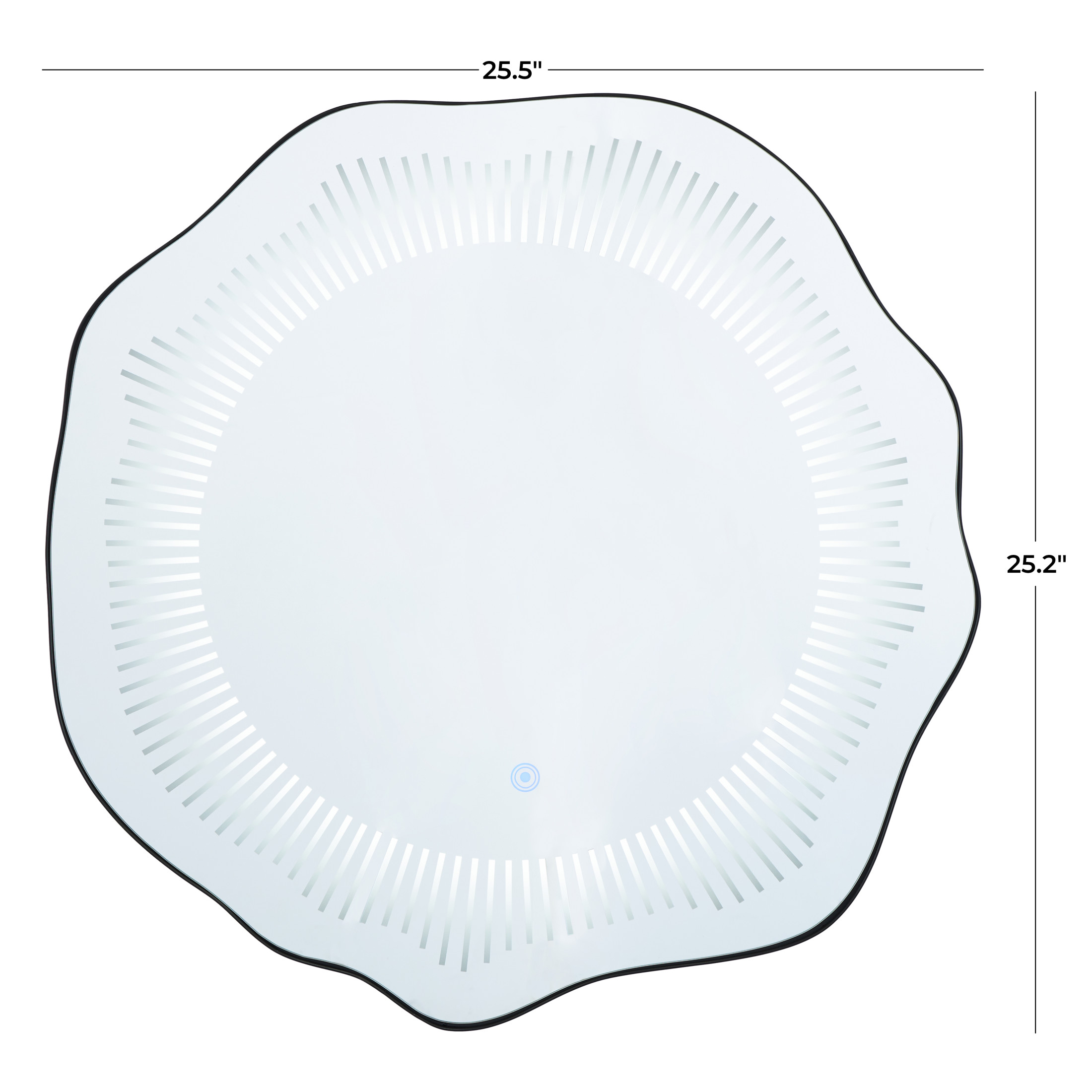 DecMode 26" x 25" Silver Wavy LED Abstract Wall Mirror with Radial Pattern