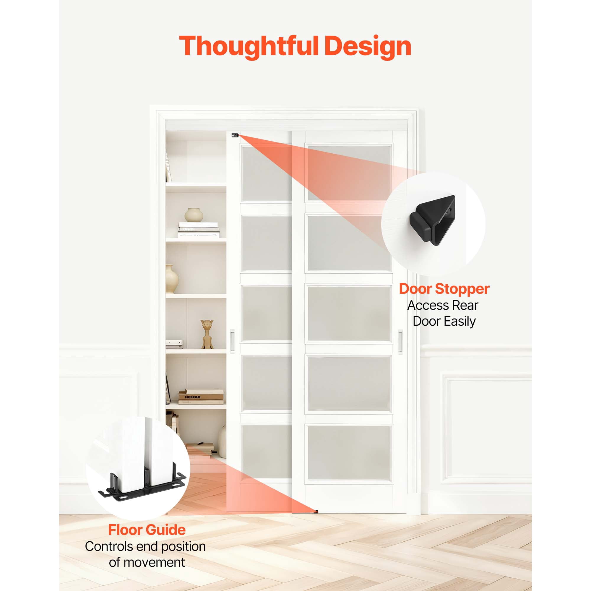 KFFKFF 4 ft Aluminum Alloy Bypass Sliding Door Hardware Kit, Dual-Track System for Smooth and Quiet Operation, Compatible with 1" to 1 3/4" Thick Doors, Fits 24" Wide 2-Door Closets,Easy Installation