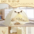 thumbnail image 3 of Twin Bed Tent for Kids, Girls Bed Tent Canopy Sleeping Tent Privacy Space Dream Playhouse with Stars Light & Flags, Toddler Indoor Floor Play Tent for Boys & Girls, Birthday Children‘s Gift, Beige, 3 of 18