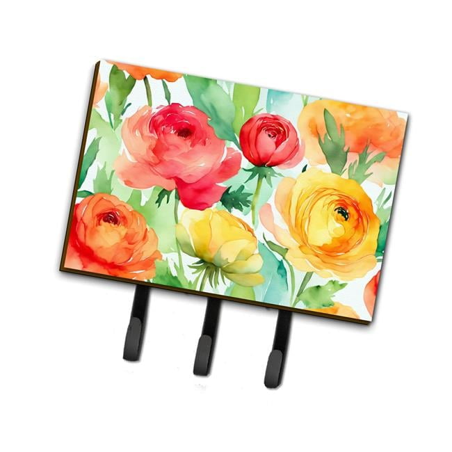 Peonies in Watercolor Leash or Key Holder 6 in x 9 in