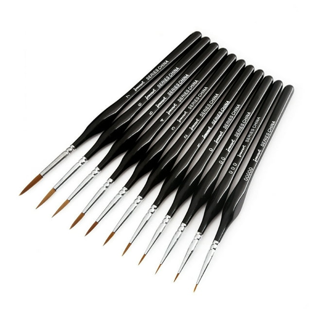 TopLLC 11 Pcs Miniature Paint Brushes Set, Triangular Grip Handles Micro Detail Paint Brush with Ultra Fine Tip, Professional Fine Detailing & Art Painting Brush for Acrylic Watercolor Oil Model