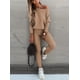thumbnail image 4 of Conjunto deportivo informal de dos piezas, con hombros inclinados, sudaderas con capucha de manga larga y pantalones a rayas atados, ropa de mujer, 4 of 4