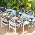 thumbnail image 2 of Blue Christmas Table Cloths for 8 Foot Rectangle Tables, Xmas Trees Snowman Snowflake Birds Watercolor Patio Waterproof Elastic Fitted Tablecloths, Washable Rectangular Table Cover for Camping, 2 of 8