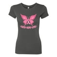 thumbnail image 2 of Wild Bobby, Pink Ribbon Heart, Breast Cancer Awareness, Women Slim Fit Junior Tee, Dark Grey, Medium, 2 of 5