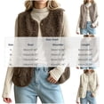 thumbnail image 3 of Ecqkame Women's Fuzzy Vest Sleeveless Button Down Loose Round Neck Casual Velvet Warm Fall Winter Outerwear with Pockets Khaki M, 3 of 6