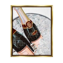 Stupell Industries Fashion Champagne Bottles Gleaming Ice Graphic Art Metallic Gold Floating Framed Canvas Print Wall Art, Design by Ziwei Li