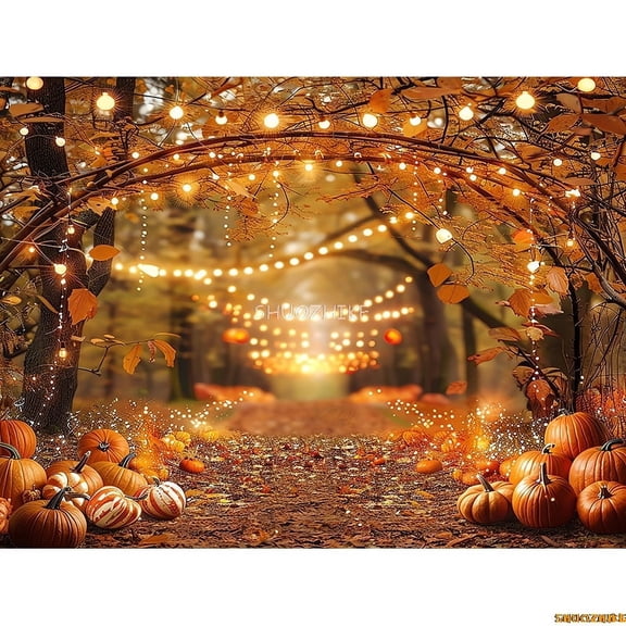Autumnal Pumpkins Farm Photography Backdrops Props Hallowe Fall Field Maple Leaf Scarecrow Fce Photo Studio Background FM-04
