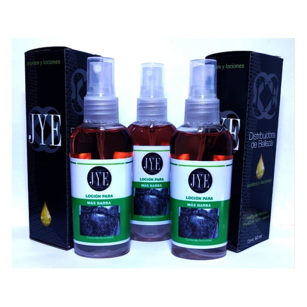 3 Frascos de Loción Premium Auxiliar en el Crecimiento de Barba y Bigote Doblemente Concentrada JYE Natural