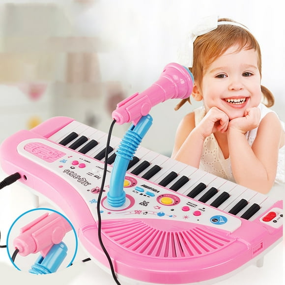 Usmixi Holiday Gift 37 Keys Electronic Organ with Mini Microphone Children Piano Musical Instrument Kids Learning Puzzle Early Education Toys Gift