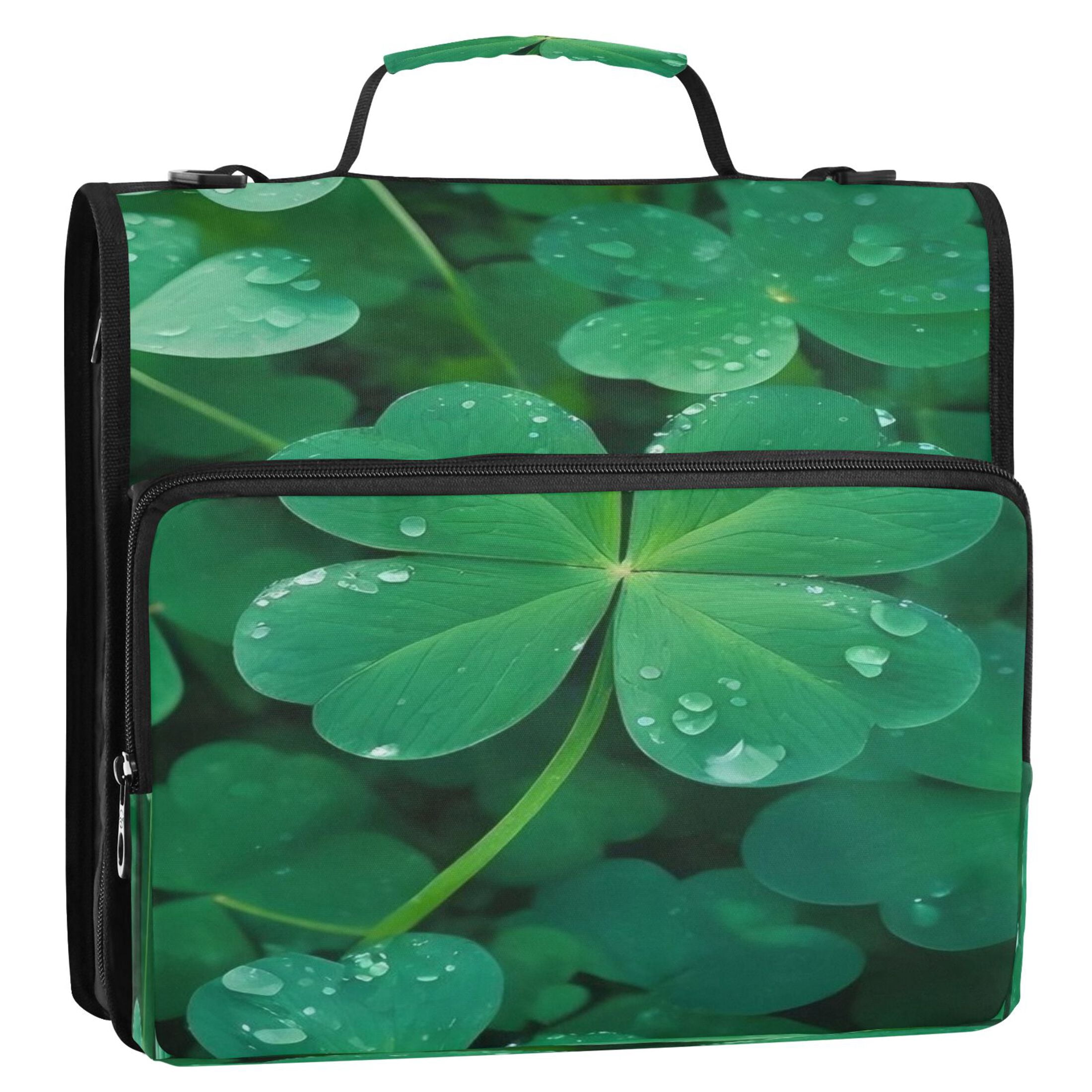 DIXRUYEE Zipper Binder trapper keeper Documents Organized Design Lucky Leaves Printed