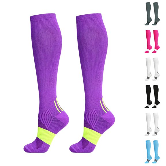 Domzle Men's Athletic Run Cushion Over-the-Calf Tube Socks Running, Work and Daily Wear. Purple