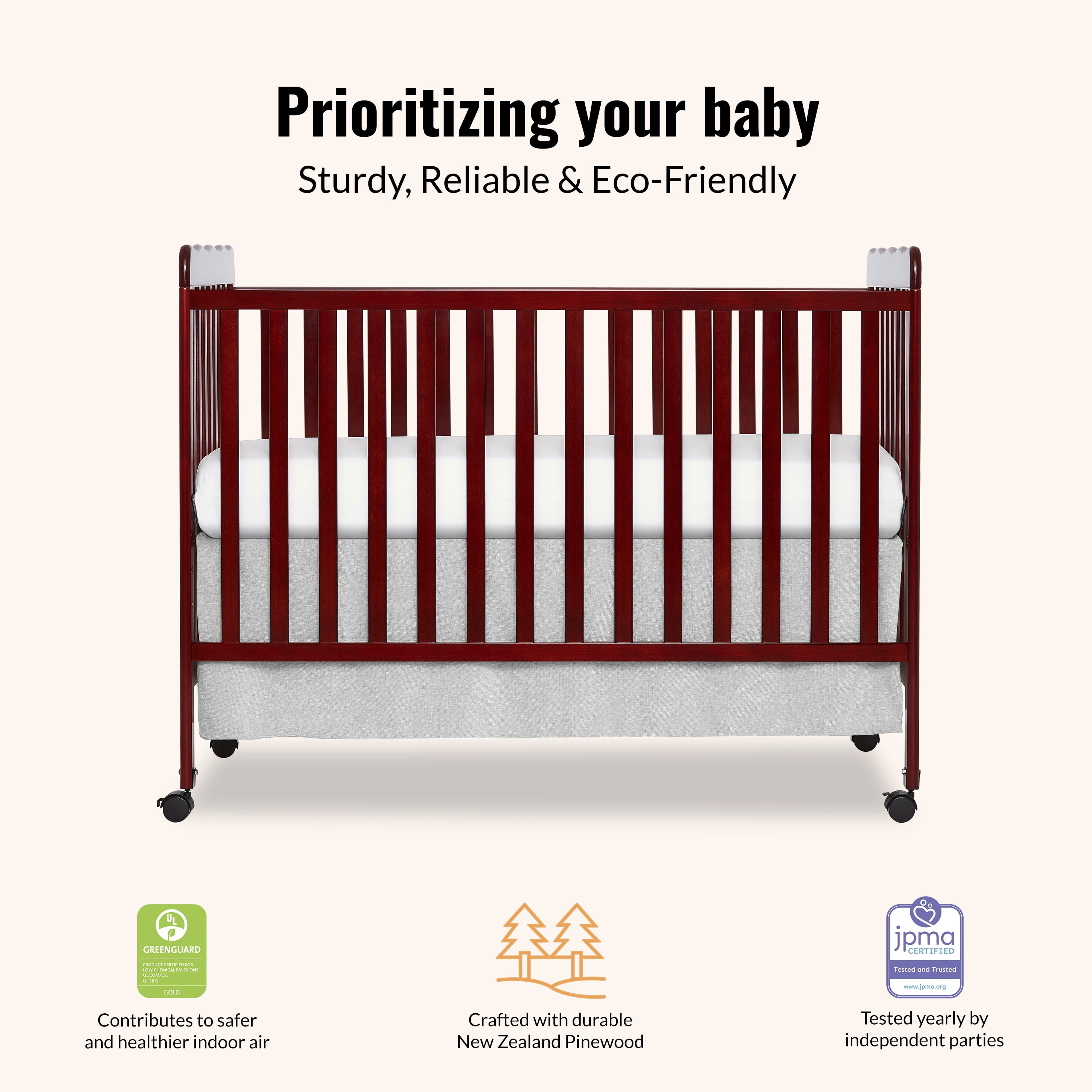 Dream On Me Carson Classic 3 In 1 Convertible Crib in Cherry