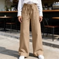 thumbnail image 4 of BUIGTTKLOP Palazzo Pants for Women Drawstring High Waisted Lounge Pants Straight Wide Leg Loose Fitted Summer Beach Trousers, 4 of 6