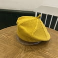 thumbnail image 2 of DJN Women's Fashion Knit Beret Hat Solid Artist Style Slouchy Beret for Women Versatile Painter Cap for All Seasons Yellow One Size, 2 of 4