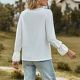thumbnail image 5 of tklpehg Womens Fall Tops V-Neck Lace Elegant Shirts Long Sleeve Tops Womens Clothes Leisure Fall Clothes Solid Color Comfortable Going Out Tops Pullover White L, 5 of 6