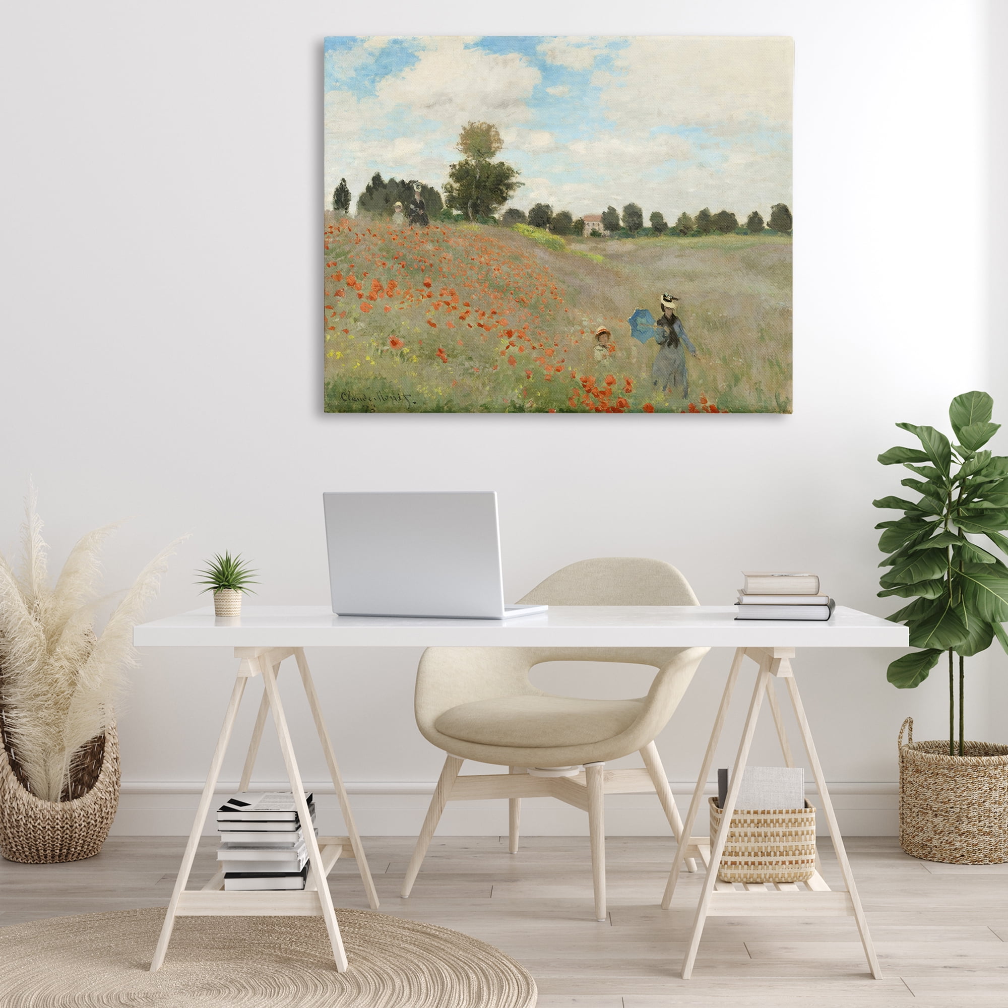 Stupell Industries Classic Monet Poppy Field Landscape & Nature Painting Wrapped Canvas Art Print Wall Art, 48 x 36