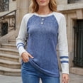 thumbnail image 2 of hotojiny Long Sleeve Shirts for Women Lightweight Sweaters Fall Outfits Color Block Winter Clothing Dressy Casual Pullover(Blue,X-Large), 2 of 7