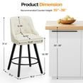 thumbnail image 3 of Zimtown Modern Swivel Barstools with Back, 26" Counter Height Bar Stools Kitchen Island Dining Chairs Set of 2, Beige, 3 of 10