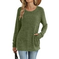 thumbnail image 3 of biudgviw Womens Long Sleeve Tops Ribbed Knit Crew Neck Fall Shirts Comfy Soft Casual Pullover Sweaters with Pockets, 3 of 6
