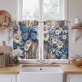 thumbnail image 2 of Blue White Daisy Kitchen Curtains, Vintage Pastoral Butterfly Rustic Wood Light Filtering Window Curtain Panels, 2Pcs Rod Pocket Window Treatments Set for RV Dining Room Study Room 42x45 Inches, 2 of 9