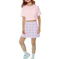 thumbnail image 3 of CPNG Girl's Athletic Skorts Sporty Skirts with Shorts Little Girl Plaid Print High Waisted Stretchy Skort Sporty Skorts, 3 of 6