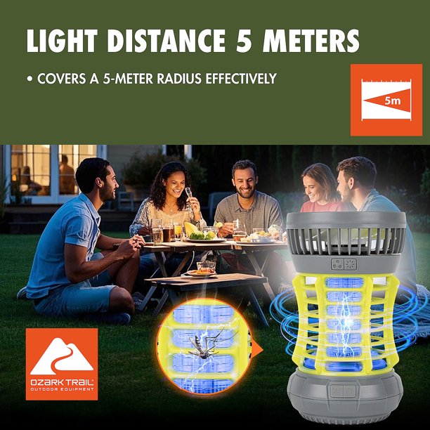 Ozark Trail Bug Zapper Yellow 2-in-1 Fan & LED Light, Rechargeable