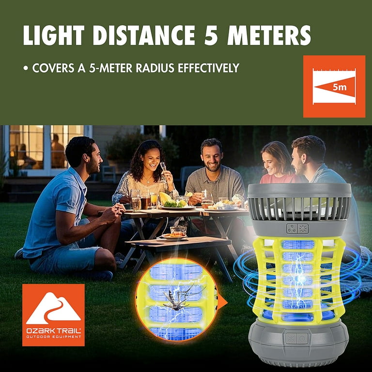 Ozark Trail Bug Zapper Yellow 2-in-1 Fan & LED Light, Rechargeable