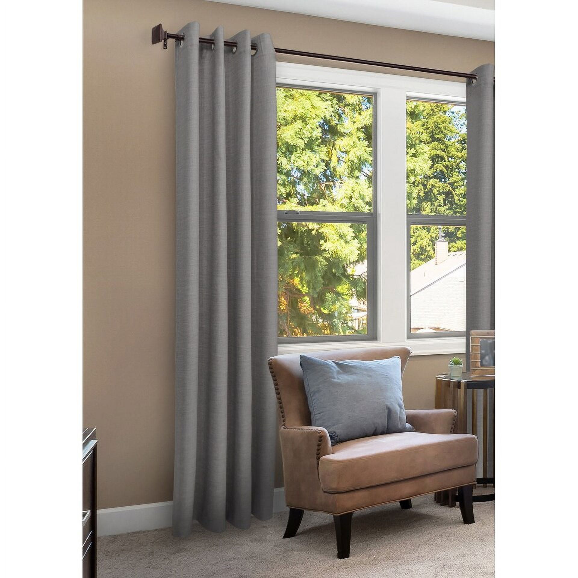 3/4" Drapery Single Curtain Rod Set with Square Finials_Oil Rubbed Bronze Brown - 36"-66"