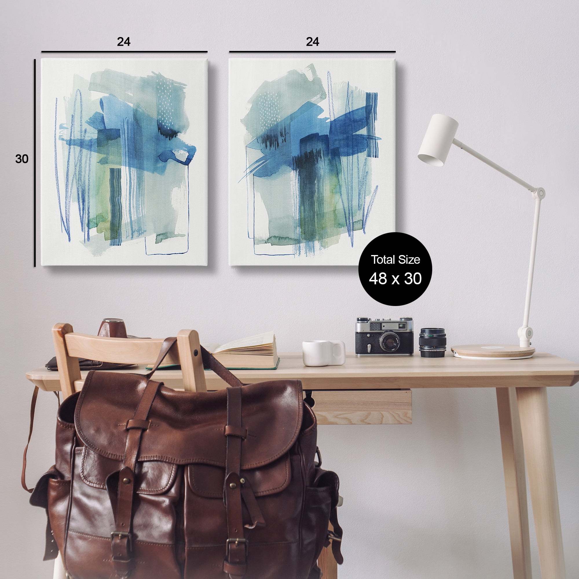 Stupell Industries Chaotic Brushed Watercolor Abstract Painting Gallery Wrapped Canvas Art Print Wall Art, 24 x 30, Set of 2