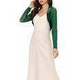 thumbnail image 4 of Unique Bargains Women's Elegant Office Bolero Shrugs Open Front Crop Cardigan XS Dark Green, 4 of 6