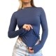thumbnail image 3 of Tops de manga larga para mujer Slim Fit doble capa para salir Crop Top primavera otoño color sólido camisetas, 3 of 5