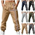 thumbnail image 2 of Havenre Athletic Sweatpants for Men Lightweight Vintage Striped Patchwork Drawstring Elastic High Waist Jogger Pants Loose Comfy Baggy Trousers with Pockets Black M, 2 of 10