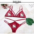 thumbnail image 1 of Conjunto de ropa interior de encaje Sexy para mujer, pegatinas bordadas de Hello Kitty, sujetador femenino, bragas Y2K, traje de Bikini Kuromi Melody, regalo, 1 of 4