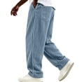 thumbnail image 6 of SAWOBUUN Men's Wide Leg Corduroy Pants Elastic Waist Loose Fit Trousers Soft Straight Leg Casual Slacks for Fall Winter, 6 of 8