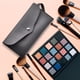 thumbnail image 4 of Bolsa organizadora portátil de brochas de maquillaje de piel sintética, ligera, para almacenamiento de mujeres. Gris, 4 of 9
