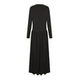 thumbnail image 6 of qolati Women's Long Sleeve Maxi Dress Spring Fall Crewneck Solid Flowy A Line Dress Casual Slim Swing Pleated Dresses with Pockets, 6 of 7