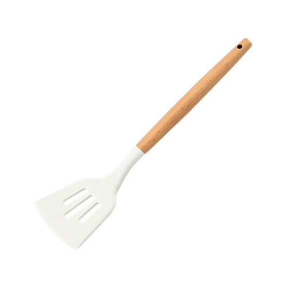 Non-Stick Silicone Spatula - 12.7" Food Grade High Heat Resistant (230°C) Kitchen Turner - BPA-Free White Cooking Utensil for Frying & Baking - 32.3x8x2cm