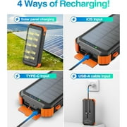 45800mAh Solar Power Bank 15W Fast Charging, Solar Charger Compatible for iPhone, Android Phone