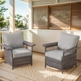thumbnail image 2 of PARKWELL Outdoor Wicker Cushioned Lounge Chair Set of 2, Outdoor Seating Set for Backyard, Poolside, Balcony, Indoor Use w/Seagull-Shaped Armrests,Gray, 2 of 9