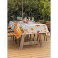 thumbnail image 2 of Outdoor Tablecloth with Umbrella Hole and Zipper, Thanksgiving Rectangle Table Cloth 60x84 Inch Waterproof Tablecloth, Orange White Pumpkin Maple Leaf Branches Picnic Table Cover for Patio Camping, 2 of 7